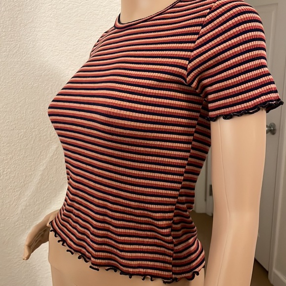 American Eagle Striped Crew Neck Crop Top - Picture 4 of 7